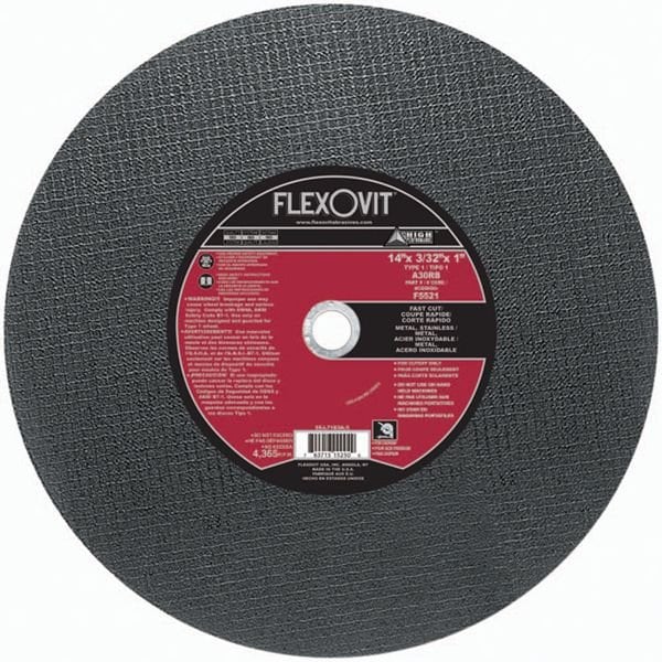 Flexovit HIGH PERFORMANCE Cut-Off Wheel, 14 in Dia x 3/32 in THK, 1 in Center Hole, A30RB Grit, Aluminum Oxid F5521 - main